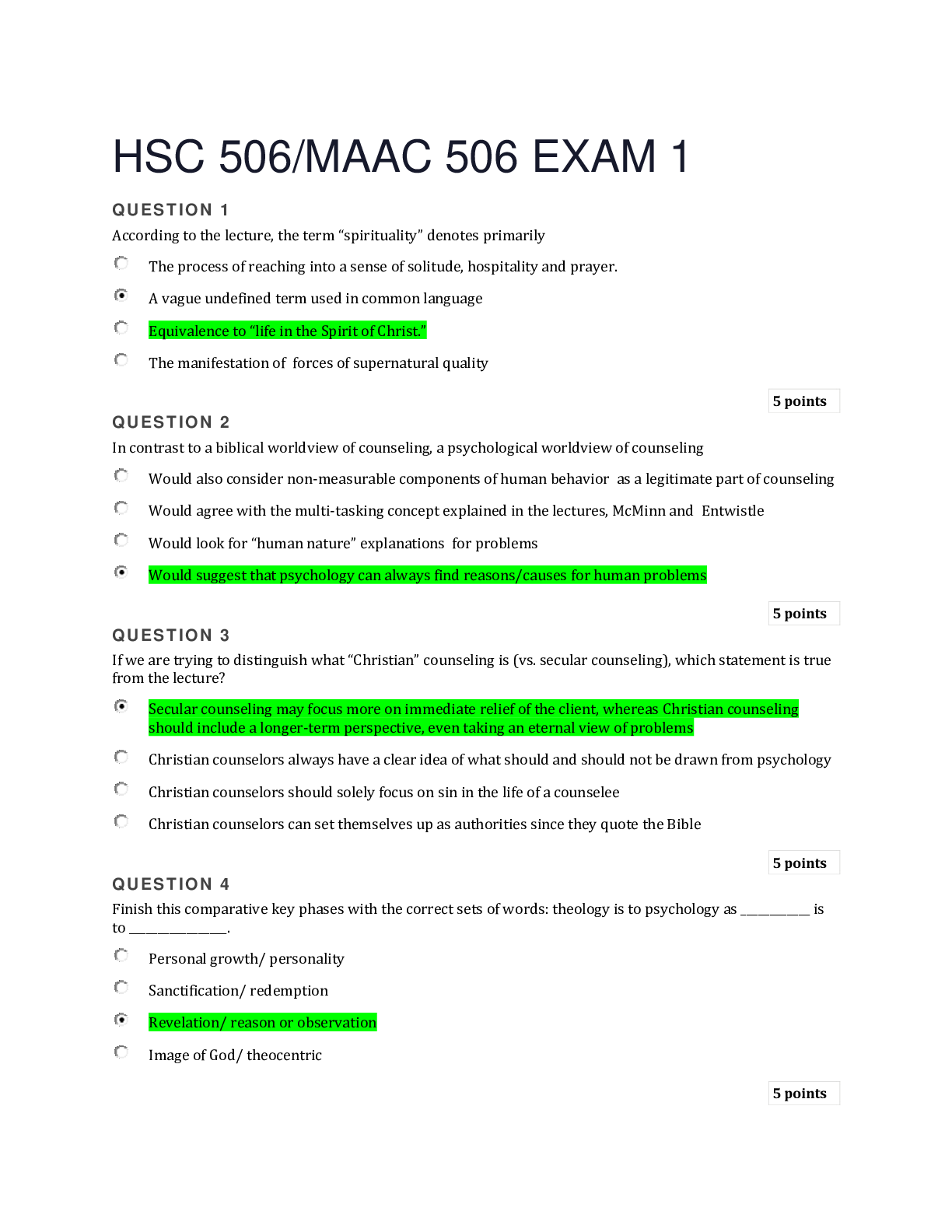 Preview image for HSC 506/MAAC 506 EXAM 1 COMBINED QUESTIONS AND ANSWERS GRADED A